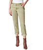 Color:Olive - Image 1 - Mika Mid Rise Slouchy Skinny Chino Pants