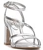 Color:Silver - Image 1 - Reyvin Embossed Strappy Block Heel Sandals