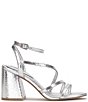 Color:Silver - Image 2 - Reyvin Embossed Strappy Block Heel Sandals