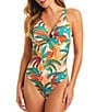 Color:Multi - Image 1 - Rio Palma Floral Print O-Ring One-Piece Swimsuit
