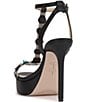 Color:Black - Image 4 - Saigee Leather Embellished T-Strap Platform Dress Sandals