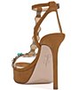 Color:Brown Sugar - Image 4 - Saigee Suede Embellished T-Strap Platform Dress Sandals