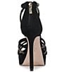 Color:Black - Image 3 - Suvrie Suede Rhinestone Strappy Platform Dress Sandals