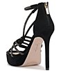 Color:Black - Image 4 - Suvrie Suede Rhinestone Strappy Platform Dress Sandals