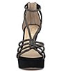 Color:Black - Image 5 - Suvrie Suede Rhinestone Strappy Platform Dress Sandals
