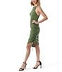Color:Vineyard Green - Image 3 - Syd Asymmetrical Hem Ruched Side Drawstring Dress