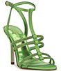 Color:Bright Green - Image 1 - Tiannah Satin Rhinestone T-Strap Dress Sandals