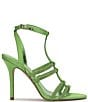 Color:Bright Green - Image 2 - Tiannah Satin Rhinestone T-Strap Dress Sandals