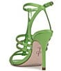 Color:Bright Green - Image 4 - Tiannah Satin Rhinestone T-Strap Dress Sandals