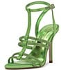 Color:Bright Green - Image 5 - Tiannah Satin Rhinestone T-Strap Dress Sandals