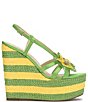 Color:Bright Green - Image 2 - Visela Flower Platform Wedge Sandals