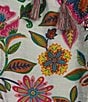 Color:Floral Multiple - Image 6 - Embroidered Floral Print Split Neck 3/4 Sleeve Tunic