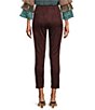 Color:Wine - Image 2 - Petite Size Faux Suede Flat Front Slim Straight Pull-On Pants