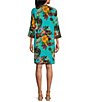 Color:Turquoise - Image 2 - Split V-Neck Embroidered Tropical Print Tunic Dress
