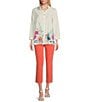 Color:Coral - Image 5 - Stretch Straight Leg Ankle Pants