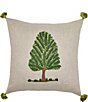 Color:Sage - Image 1 - Fir Tree Embroidered Square Pillow