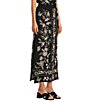 Color:Black - Image 3 - Domingo Linen Blend Floral Embroidery High Slit Coordinating A-Line Skirt