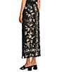 Color:Black - Image 4 - Domingo Linen Blend Floral Embroidery High Slit Coordinating A-Line Skirt