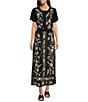 Color:Black - Image 5 - Domingo Linen Blend Floral Embroidery High Slit Coordinating A-Line Skirt