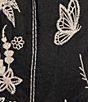Color:Black - Image 6 - Domingo Linen Blend Floral Embroidery High Slit Coordinating A-Line Skirt