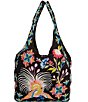Color:Black - Image 2 - Floral Julie Linen Tote Bag