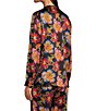 Color:Multi - Image 2 - Sidonia Vibrant Floral Printed Silk Mandarin Collar Long Sleeve Button-Front Coordinating Blouse