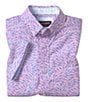 Color:Pink - Image 1 - Little/Big Boys 4-16 Short Sleeve Point Collar Chest Pocket Swarming Shark Print Shirt