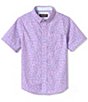 Color:Pink - Image 2 - Little/Big Boys 4-16 Short Sleeve Point Collar Chest Pocket Swarming Shark Print Shirt
