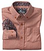 Color:Rust - Image 1 - Little/Big Boys 4-16 Long Sleeve Diamond Print Button-Up Shirt