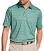 Color:Green - Image 1 - XC4 Performance Stretch Tonal Print Short Sleeve Polo Shirt