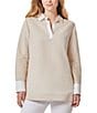 Color:Natural - Image 1 - Collared Long Sleeve Tunic