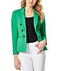 Color:Kelly - Image 1 - Compression Faux Double Breasted Blazer Jacket