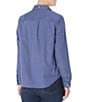 Color:Blue/White - Image 2 - Easy-Care Oxford Dot Print Point Collar Long Sleeve Button Front Shirt