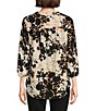 Color:Praline/Jones Black - Image 2 - Kelly Satin Twill Floral V-Neck 3/4 Sleeve Pleated Front Tunic