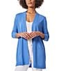 Color:Blue Horizon - Image 1 - Open Front Long Sleeve Sweater Cardigan