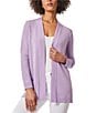 Color:Classic Lilac - Image 1 - Open Front Long Sleeve Sweater Cardigan