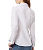 Color:White/Bordeaux Multi - Image 2 - Woven Stripe Print Long Sleeve Button Front Blouse