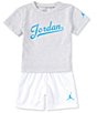 Color:White - Image 1 - Baby Boys 12-24 Months Short-Sleeve MVP Knit T-Shirt & Mesh Shorts Set