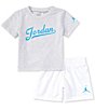 Color:White - Image 2 - Baby Boys 12-24 Months Short-Sleeve MVP Knit T-Shirt & Mesh Shorts Set