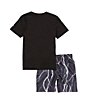 Color:Black - Image 2 - Little Boys 2T-4T Short Sleeve Sport Mesh AOP T-Shirt & Short 2-Piece Set