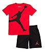Color:Red/Black - Image 1 - Little Boys' 2T-7 Short Sleeve Jumbo Jumpman T-Shirt & Short Set