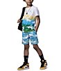 Color:Aquatone/Lucky Green/Celestial Gold - Image 2 - Little Boys 2T-7 Watercolor Remix Fade Up Shorts