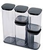 Color:Grey - Image 1 - Podium 5-Piece Storage Jar Set with Stand- Grey