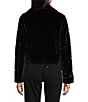 Color:Black - Image 2 - Faux Fur Notched Collar Crop Jacket