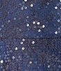 Color:Navy - Image 5 - Sequin Cowl Neck Short Flutter Sleeve Gown