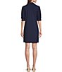 Color:Navy - Image 2 - Emerson Jude Cloth Knit Point Collar Puffed Sleeve Shift Dress