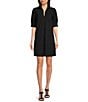 Color:Black - Image 1 - Emerson Jude Cloth Knit Point Collar Puffed Sleeve Shift Dress
