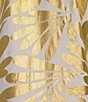 Color:Ornamental Leaf Gold - Image 3 - Faith Ornament Leaf Gold Print Cotton Voile Banded Collar 3/4 Bell Sleeve A-Line Dress