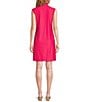 Color:Hibiscus - Image 2 - Kristen Solid Jude Cloth Stretch Knit V-Neck Mandarin Collar Sleeveless Shift Dress