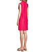 Color:Hibiscus - Image 4 - Kristen Solid Jude Cloth Stretch Knit V-Neck Mandarin Collar Sleeveless Shift Dress